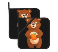 YYHWHJDE Little Brown Bear Holding Persimmon Prints - Juego de 2 soportes cuadrados aislados para macetas de 8 x 8 pulgadas, antiquemaduras y aislamiento térmico, impermeables