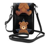 YYHWHJDE Little Brown Bear On The Star Prints - Bolso cruzado pequeño de cuero para mujer, impermeable y duradero