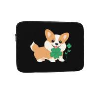 YYHWHJDE Little Corgi Holding a Clover Prints - Funda protectora para portátil de 38.1 cm, a prueba de golpes, para hombres y mujeres, viajes de negocios y uso diario en la oficina