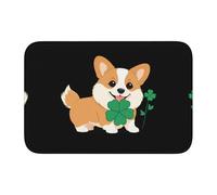 YYHWHJDE Little Corgi Holding a Clover - Tapete de terciopelo de cristal con borde de bloqueo para piso, alfombra de dormitorio, salón, decoración del hogar