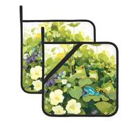 YYHWHJDE Little Frog in The Flowers and Plants Prints - Juego de 2 soportes cuadrados aislados para macetas de 8 x 8 pulgadas, antiquemaduras y aislamiento térmico, impermeables