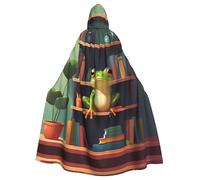 YYHWHJDE Little Frog On The Bookshelf Picture - Chaqueta larga con capucha para adultos de Halloween adecuada para hombres y mujeres