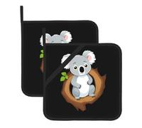 YYHWHJDE Little koala in the tree hole Pattern Square Insulated Pot Mat Set de 2 piezas para aislamiento térmico durante la extracción de la tapa, microondas, horno y uso en parrilla al aire libre