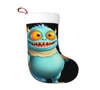 YYHWHJDE Little Monster Holding an Orange - Calcetín de Navidad con estampado naranja, accesorio festivo, ligero, cómodo, excelente sensación