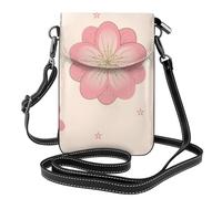 YYHWHJDE Little Pink Cherry Blossoms Picture - Teléfono móvil para mujer con prepucio de cuero, cubierta cruzada, pequeña correa ajustable para el hombro