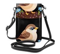 YYHWHJDE Little Sparrow In The Flowerbed Prints - Bolso cruzado pequeño de cuero para mujer, impermeable y duradero