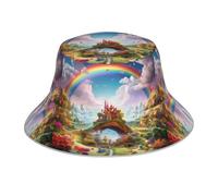 YYHWHJDE Little World Under The Rainbow - Sombrero reflectante para hombre y mujer, estilo casual para exteriores