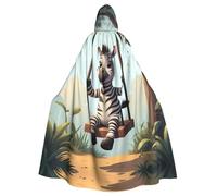 YYHWHJDE Little Zebra On The Swing Picture - Chaqueta larga con capucha de Halloween para adultos, adecuada para hombres y mujeres