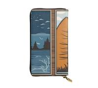 YYHWHJDE Lodge Bear - Cartera larga de piel con estampado de ciervos y peces, diseñada para niñas y mujeres, elegante, 19 x 10,5 cm, Black, Talla única