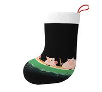Yyhwhjde Los tres cerditos remando en un barco calcetines decorativos de Navidad para rellenar pequeños regalos como dulces y juguetes pequeños