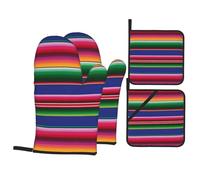 YYHWHJDE Manoplas de horno y soportes para ollas, de poliéster impermeable, resistente al calor, juego de 4 piezas