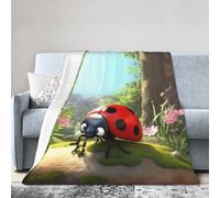 YYHWHJDE Manta de franela súper suave con diseño de mariquita roja de dibujos animados de 50 x 40 pulgadas: ligera, duradera y se puede plegar de forma compacta