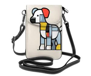 YYHWHJDE Mondrian Abstrtionism - Teléfono móvil para mujer con prepucio de cuero, funda cruzada, correa de hombro ajustable pequeña