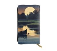YYHWHJDE Moonlit Canoe River - Cartera larga de piel estampada diseñada para niñas y mujeres a la moda, elegante y personalizada, 19 x 10,5 cm, color negro, talla única, Black, Talla única