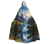 YYHWHJDE Mountain And Lake Prints - Capa con capucha de Halloween para adultos y hombres y mujeres, para juegos de rol