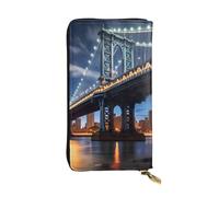 YYHWHJDE New York Manhattan Bridge Night Printing - Cartera larga de piel de calidad diseñada para niñas y mujeres a la moda, elegante, 19 x 10,5 cm, Black, Talla única