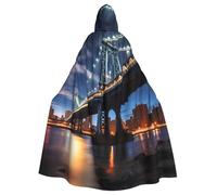 YYHWHJDE New York Manhattan Bridge Night Prints Halloween - Capa con capucha para hombres y mujeres, para juegos de rol