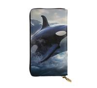 YYHWHJDE Orca Killer Whale - Cartera larga de cuero de calidad con impresión de ballena diseñada para niñas y mujeres a la moda, elegante, 19 x 10,5 cm, Black, Talla única