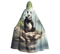 YYHWHJDE Panda On The Riverbank Picture - Chaqueta larga con capucha para adultos, para Halloween, adecuada para hombres y mujeres