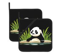 YYHWHJDE Panda on the riverbank Prints - Juego de alfombrillas cuadradas de dos piezas, aisladas, gruesas, impermeables, fáciles de limpiar
