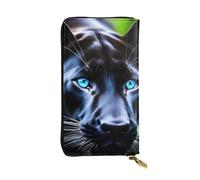 YYHWHJDE Panther - Cartera larga de piel de calidad con impresión de ojos azules, diseñada para niñas y mujeres a la moda, elegante, 19 x 10,5 cm, Black, Talla única