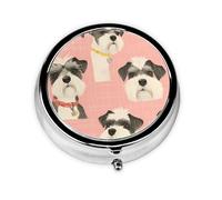 YYHWHJDE Pastillero redondo de 2 x 2 x 0.7 pulgadas, mini caja organizadora de pastillas de medicina de viaje para monedero, impresión schnauzer bien comportada