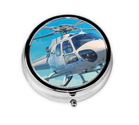 YYHWHJDE Pastillero redondo de 2 x 2 x 0.7 pulgadas, mini caja organizadora de pastillas de medicina de viaje para monedero, impresión de helicóptero, color blanco