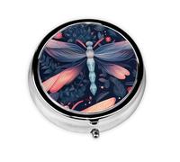 YYHWHJDE Pastillero redondo de 2 x 2 x 0.7 pulgadas, mini caja organizadora de pastillas de medicina de viaje para monedero, bolsillo con impresión de libélula de loto