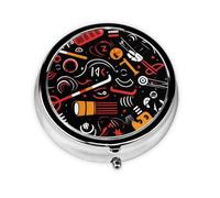 YYHWHJDE Pastillero redondo de 2 x 2 x 0.7 pulgadas, mini caja organizadora de pastillas de medicina de viaje para monedero, bolsillo con impresión de hockey negro