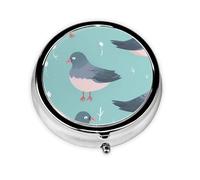 YYHWHJDE Pastillero redondo de 2 x 2 x 0.7 pulgadas, mini caja organizadora de pastillas de medicina de viaje para bolsillo de bolso, impresión de paloma linda