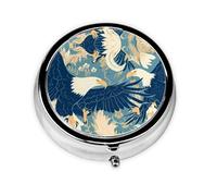 YYHWHJDE Pastillero redondo de 2 x 2 x 0.7 pulgadas, mini caja organizadora de pastillas de medicina de viaje para monedero, bolsillo con impresión de águila calva norteamericana