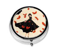 YYHWHJDE Pastillero redondo de 2 x 2 x 0.7 pulgadas, mini organizador de pastillas de medicina de viaje para bolso, bolsillo, niña, baile, mariposa, impresión