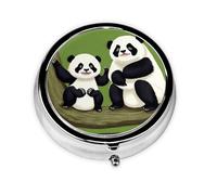 YYHWHJDE Pastillero redondo de 2 x 2 x 0.7 pulgadas, mini organizador de pastillas de medicina de viaje para bolsillo de bolso, lindo panda y perezoso impreso