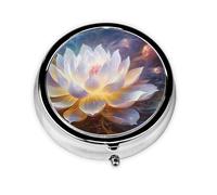 YYHWHJDE Pastillero redondo de 2 x 2 x 0.7 pulgadas, mini organizador de pastillas de medicina de viaje para bolso, bolsillo, impresión de pintura de diamantes de flores