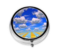 YYHWHJDE Pastillero redondo de 2 x 2 x 0.7 pulgadas, mini organizador de pastillas de medicina de viaje para bolso, bolsillo, bandera a cuadros, impresión de carreras