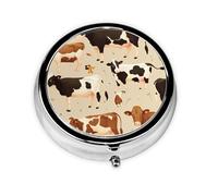 YYHWHJDE Pastillero redondo de 2 x 2 x 0.7 pulgadas, mini organizador de pastillas de medicina de viaje para bolso, bolsillo, colección de vacas