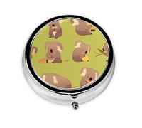 YYHWHJDE Pastillero redondo de 2 x 2 x 0.7 pulgadas, mini organizador de pastillas de medicina de viaje para bolsillo de bolso, impresión divertida de koalas