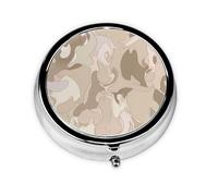 YYHWHJDE Pastillero redondo de 2 x 2 x 0.7 pulgadas, mini organizador de pastillas de medicina de viaje para bolso, bolsillo con impresión de piel de vacuno marrón