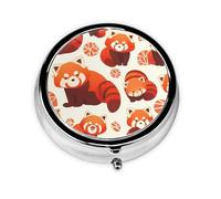 YYHWHJDE Pastillero redondo de 2 x 2 x 0.7 pulgadas, mini organizador de pastillas de medicina de viaje para monedero, impresión de panda rojo