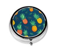 YYHWHJDE Pastillero redondo de 2 x 2 x 0.7 pulgadas, mini organizador de pastillas de medicina de viaje para bolsillo de bolso con impresión de piña
