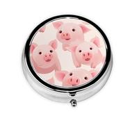 YYHWHJDE Pastillero redondo de 2 x 2 x 0.7 pulgadas, mini organizador de pastillas de medicina de viaje para monedero, bolsillo con impresión de fondo de cerdo