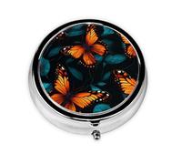 YYHWHJDE Pastillero redondo de 2 x 2 x 0.7 pulgadas, mini organizador de pastillas de viaje para bolso, bolsillo, tigre, mariposa, pájaro, impresión