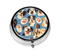 YYHWHJDE Pastillero redondo de 2 x 2 x 0.7 pulgadas, mini organizador de pastillas de viaje para bolso, bolsillo, perro, animal y mascota impresión de patas