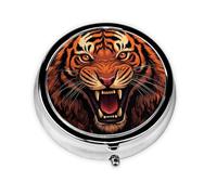 YYHWHJDE Pastillero redondo de 2 x 2 x 0.7 pulgadas, mini organizador de pastillas de viaje para bolso, bolsillo, estampado naranja tigre leopardo