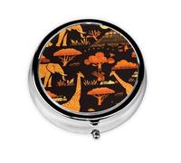 YYHWHJDE Pastillero redondo de 2 x 2 x 0.7 pulgadas, mini organizador de pastillas de viaje para bolso, bolsillo de elefante y jirafa en la impresión del atardecer