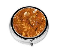 YYHWHJDE Pastillero redondo de 2 x 2 x 0.7 pulgadas, mini organizador de pastillas de viaje para bolso, bolsillo, impresión naranja quemada