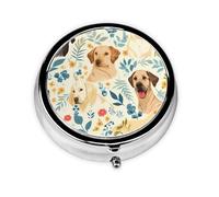 YYHWHJDE Pastillero redondo de 2 x 2 x 0.7 pulgadas, mini organizador de pastillas de viaje para bolso, bolsillo, labrador retriever perros, impresión