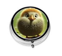 YYHWHJDE Pastillero redondo de 2 x 2 x 0.7 pulgadas, mini organizador de pastillas de viaje para bolso, bolsillo, kiwi, pájaro, lindo estampado