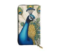 YYHWHJDE PeacockBeautiful Peacock in Full Bloom - Cartera larga de piel de calidad diseñada para niñas y mujeres a la moda, elegante, 19 x 10,5 cm, Black, Talla única