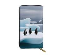 YYHWHJDE Penguins On The Iceberg - Cartera larga de piel de calidad con impresión de pingüinos diseñada para niñas y mujeres a la moda, elegante, 19 x 10,5 cm, Black, Talla única